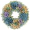 14" Wooden Floral Spring Artificial Wreath with Seed Pods